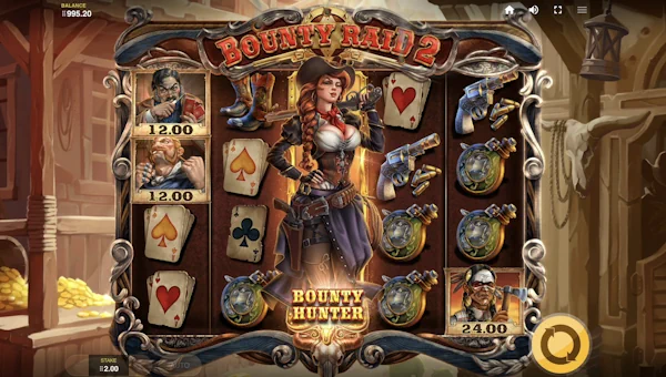 Bounty Raid 2 base game screenshot showing reels and features
