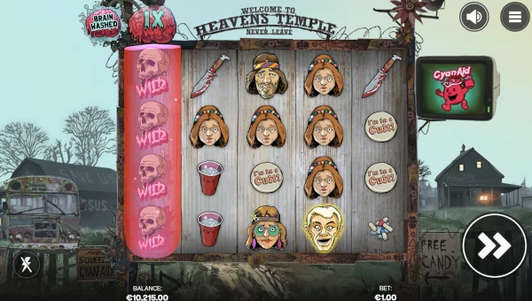 Brainwashed base game screenshot showing reels and features