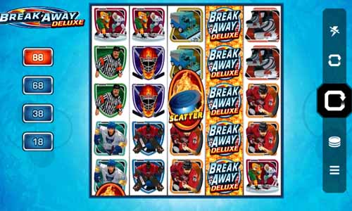 Break Away Deluxe base game screenshot showing reels and features