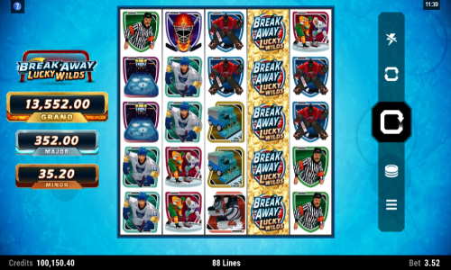 Break Away Lucky Wilds base game screenshot showing reels and features