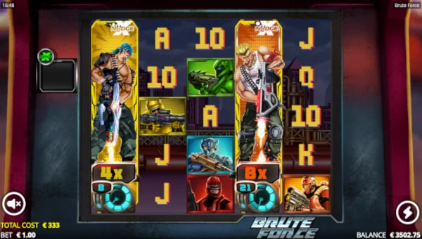 Brute Force base game screenshot showing reels and features