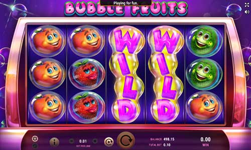 Bubble Fruits base game screenshot showing reels and features