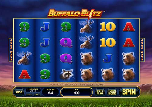 Buffalo Blitz base game screenshot showing reels and features