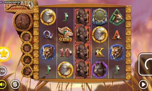Buffalo Hunter base game screenshot showing reels and features