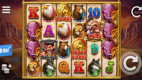 Buffalo Toro base game screenshot showing reels and features