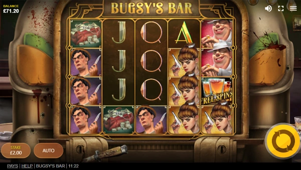 Bugsys Bar base game screenshot showing reels and features