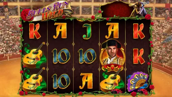 Bulls Run Wild base game screenshot showing reels and features