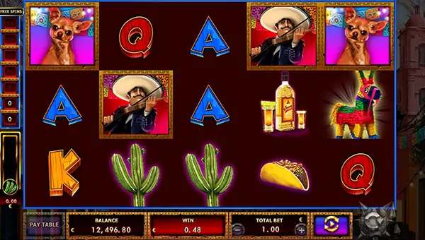 Burning Chilli base game screenshot showing reels and features