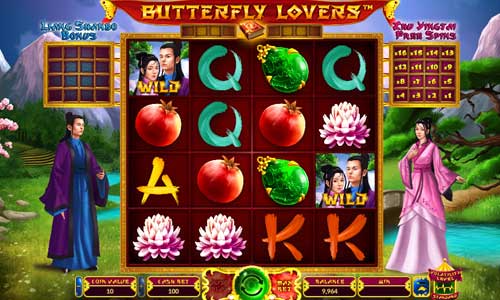 Butterfly Lovers base game screenshot showing reels and features