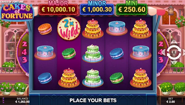 Cakes of Fortune base game screenshot showing reels and features
