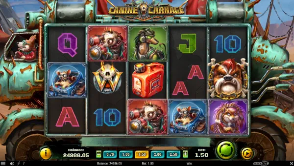 Canine Carnage base game screenshot showing reels and features