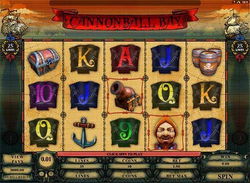 Canonball Bay base game screenshot showing reels and features