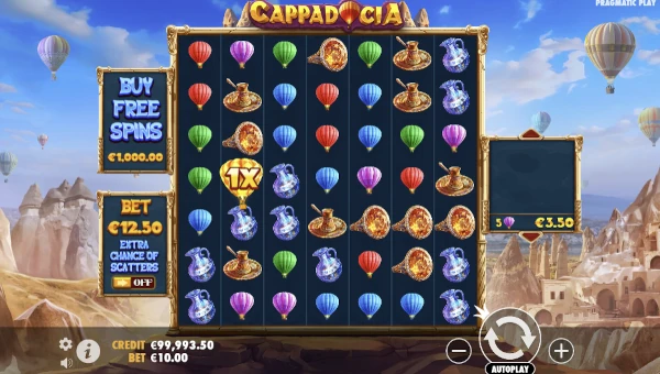 Cappadocia base game screenshot showing reels and features