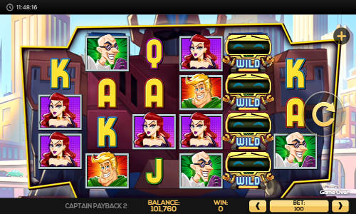 Captain Payback 2 base game screenshot showing reels and features