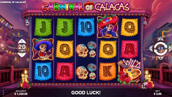Carnival of Calacas base game screenshot showing reels and features