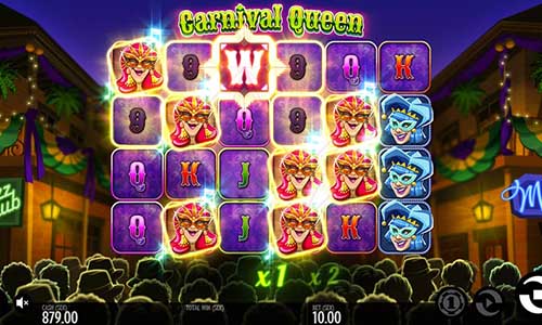 Carnival Queen base game screenshot showing reels and features
