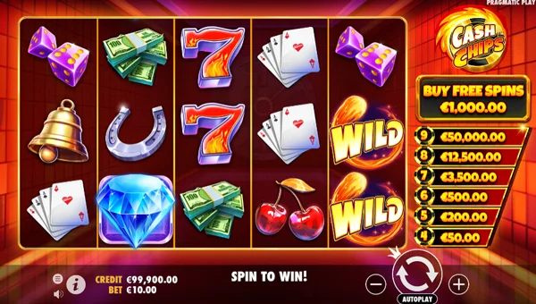 Cash Chips base game screenshot showing reels and features