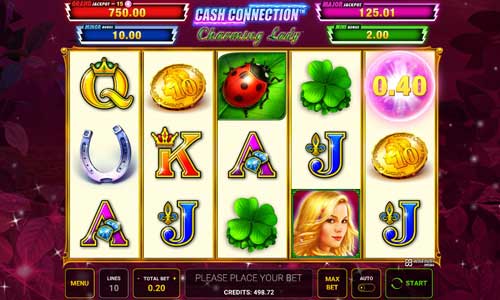Cash Connection Charming Lady base game screenshot showing reels and features