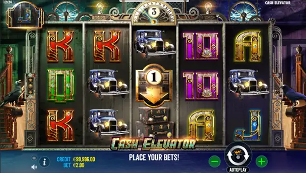 Cash Elevator base game screenshot showing reels and features