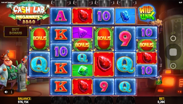 Cash Lab Megaways base game screenshot showing reels and features
