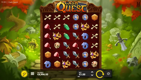 Cash Quest base game screenshot showing reels and features
