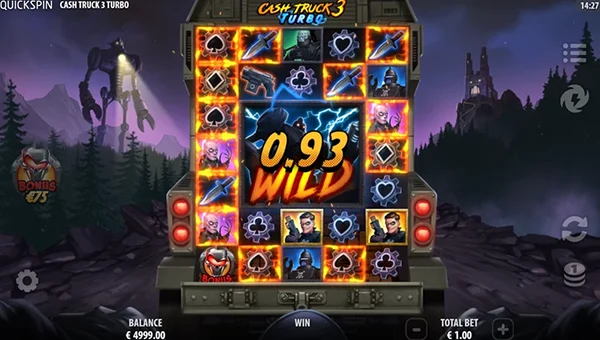 Cash Truck 3 Turbo base game screenshot showing reels and features