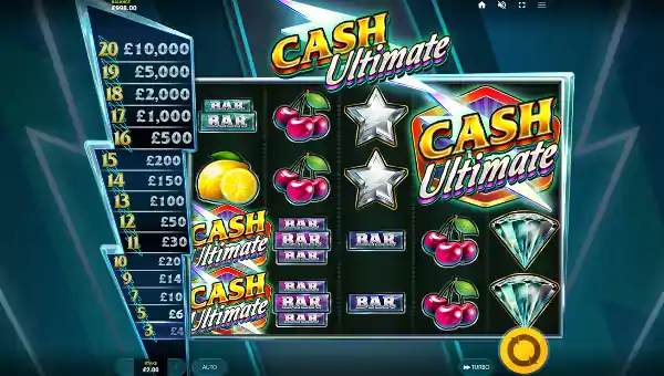 Cash Ultimate base game screenshot showing reels and features
