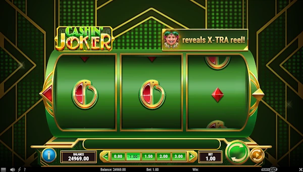 Cashin Joker base game screenshot showing reels and features