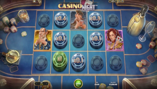 Casino Night base game screenshot showing reels and features