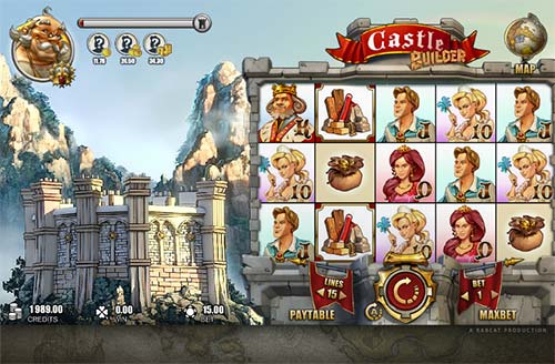 Castle Builder base game screenshot showing reels and features