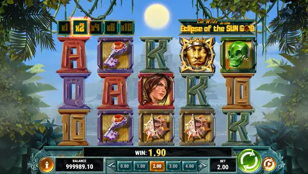 Eclipse of the Sun God base game screenshot showing reels and features
