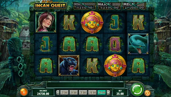 Incan Quest base game screenshot showing reels and features