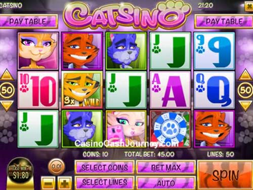 Catsino base game screenshot showing reels and features