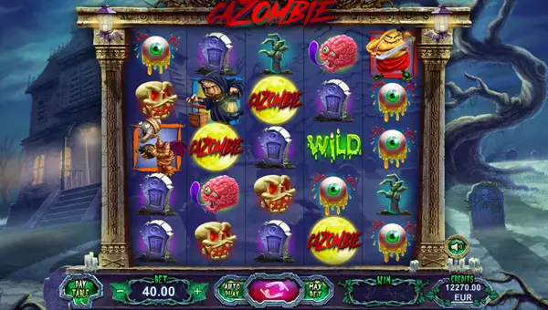 Cazombie base game screenshot showing reels and features