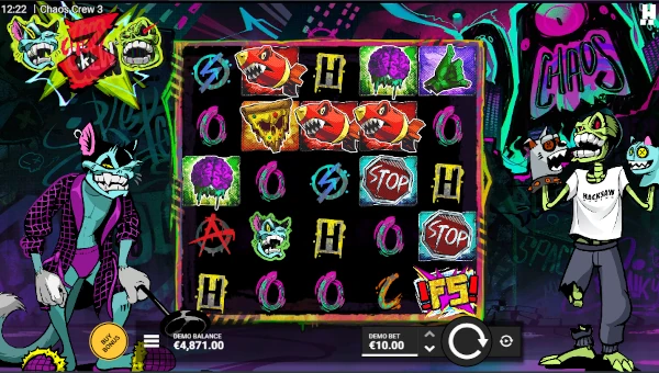 Base Game Screenshot of Chaos Crew 3 Slot by Hacksaw Gaming