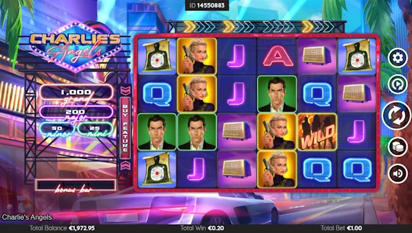 Charlies Angels base game screenshot showing reels and features