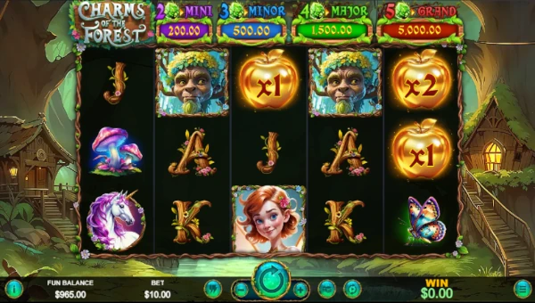 Charms of the Forest base game screenshot showing reels and features