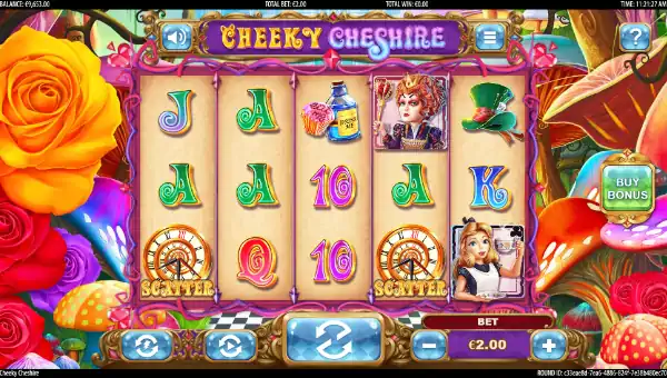 Cheeky Cheshire base game screenshot showing reels and features