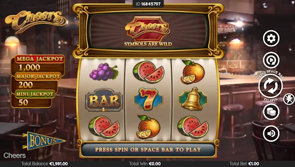 Cheers base game screenshot showing reels and features