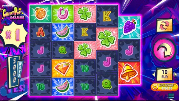 CherryPop Deluxe base game screenshot showing reels and features