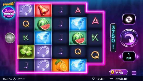 CherryPop base game screenshot showing reels and features