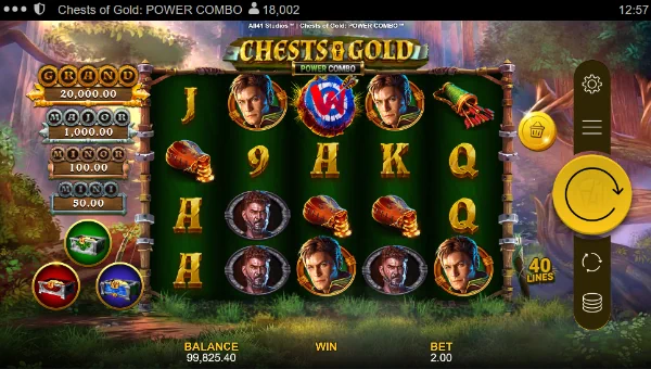 Chests of Gold Power Combo base game screenshot showing reels and features