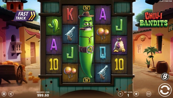 Chilli Bandits base game screenshot showing reels and features