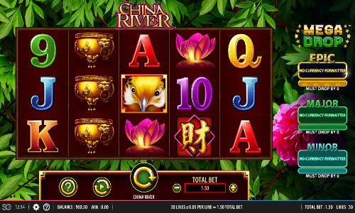 China River base game screenshot showing reels and features