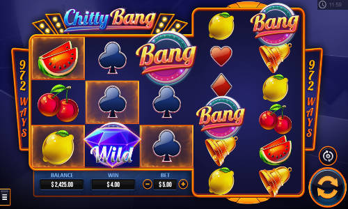 Chitty Bang base game screenshot showing reels and features