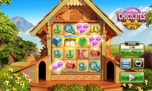 Chocolates base game screenshot showing reels and features