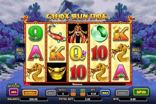 Choy Sun Doa base game screenshot showing reels and features