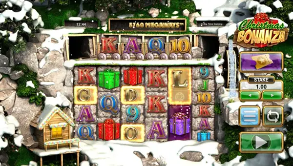 Christmas Bonanza base game screenshot showing reels and features