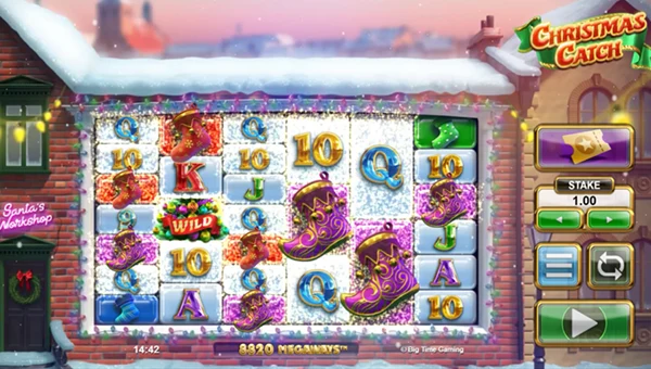 Christmas Catch base game screenshot showing reels and features