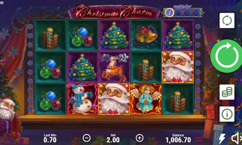 Christmas Charm base game screenshot showing reels and features